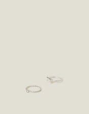 2-Pack Butterfly Diamante Rings, Silver (SILVER), large