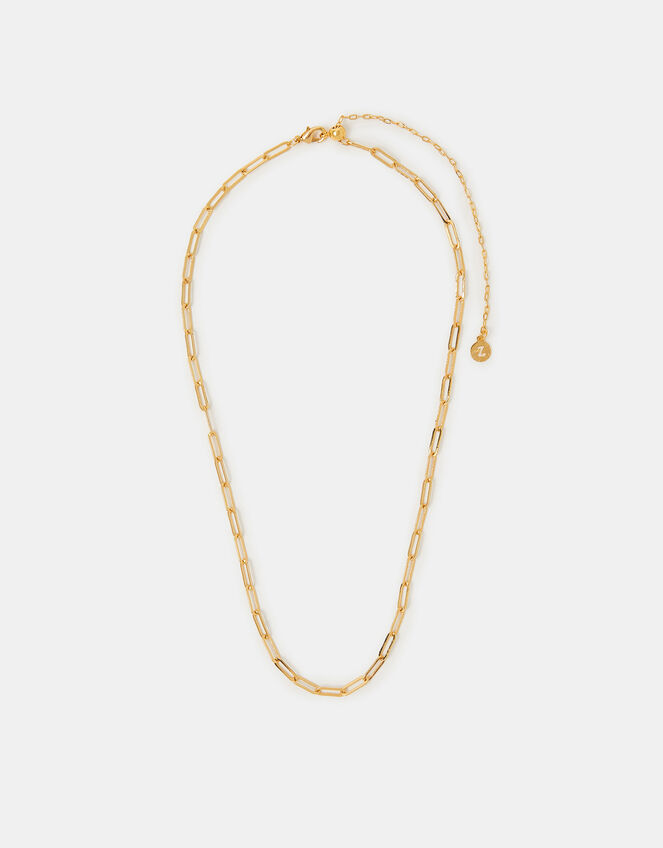 14ct Gold-Plated Paperclip Chain Necklace, , large