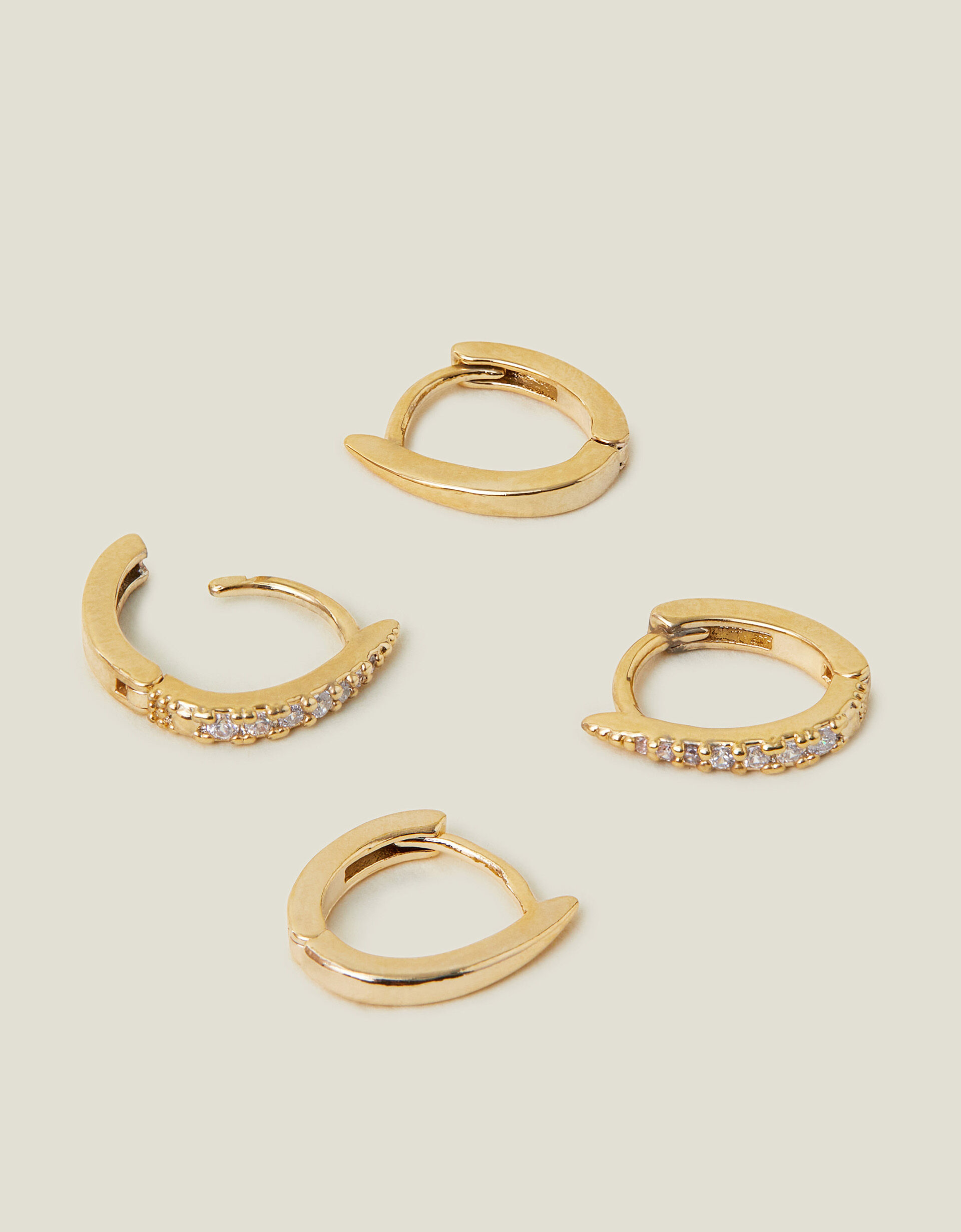 2 Pack 14ct Gold Plated Pointed Hoop Earrings Gold Plated Accessorize Global