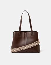 Webbing Strap Shoulder Bag , Brown (CHOCOLATE), large