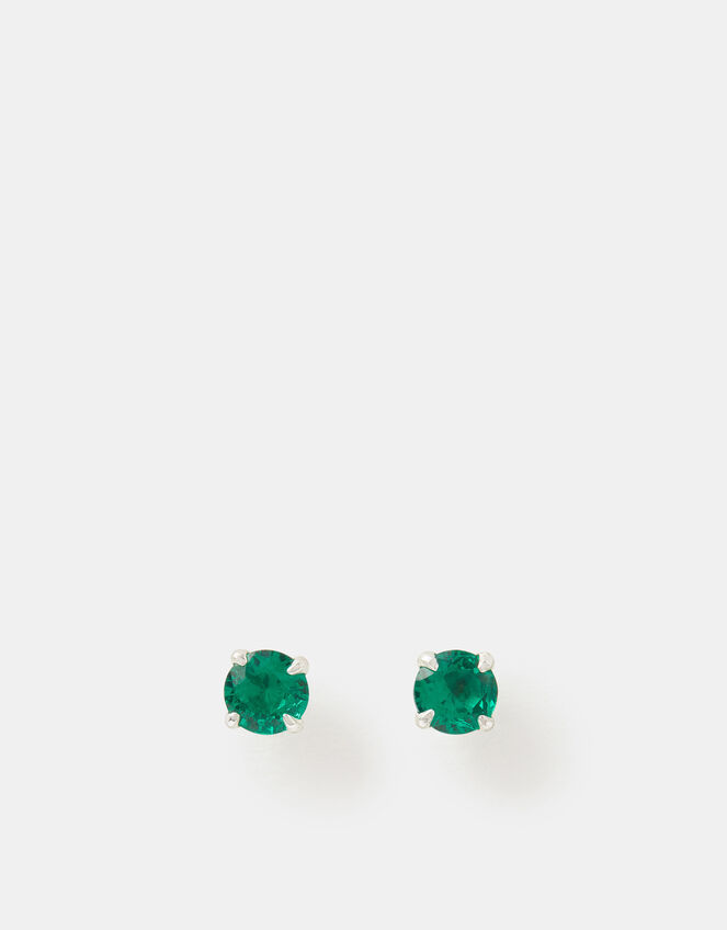 Sterling Silver Birthstone Stud Earrings, Silver (ST SILVER), large