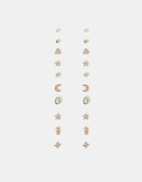 10-Pack Celestial Stud Earrings, , large