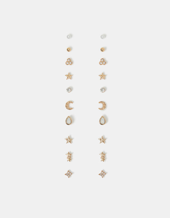 10-Pack Celestial Stud Earrings, , large
