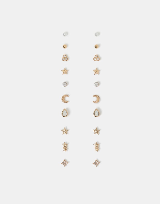 10-Pack Celestial Stud Earrings, , large