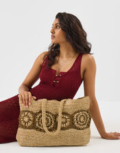 Crochet Raffia Beach Bag, , large