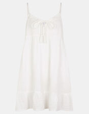Strappy Cotton Mini Dress, Ivory (IVORY), large