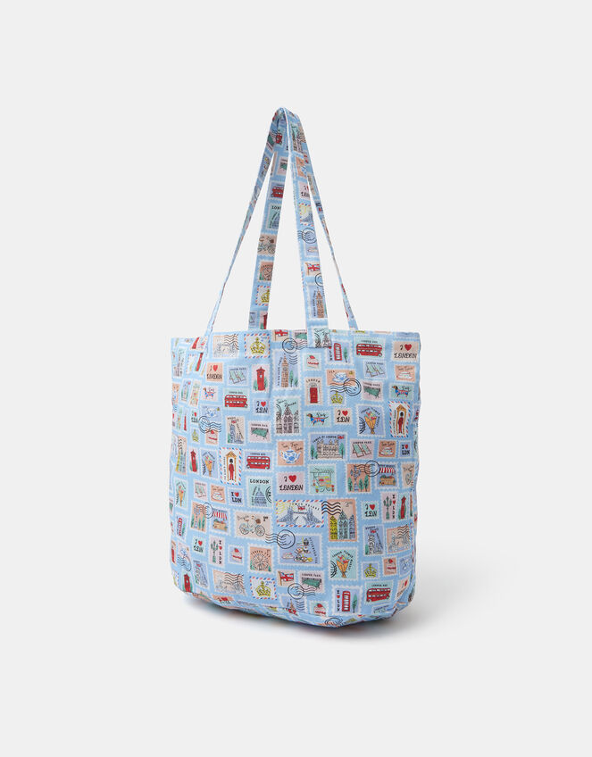 London Stamp Print Cotton Shopper Bag, , large