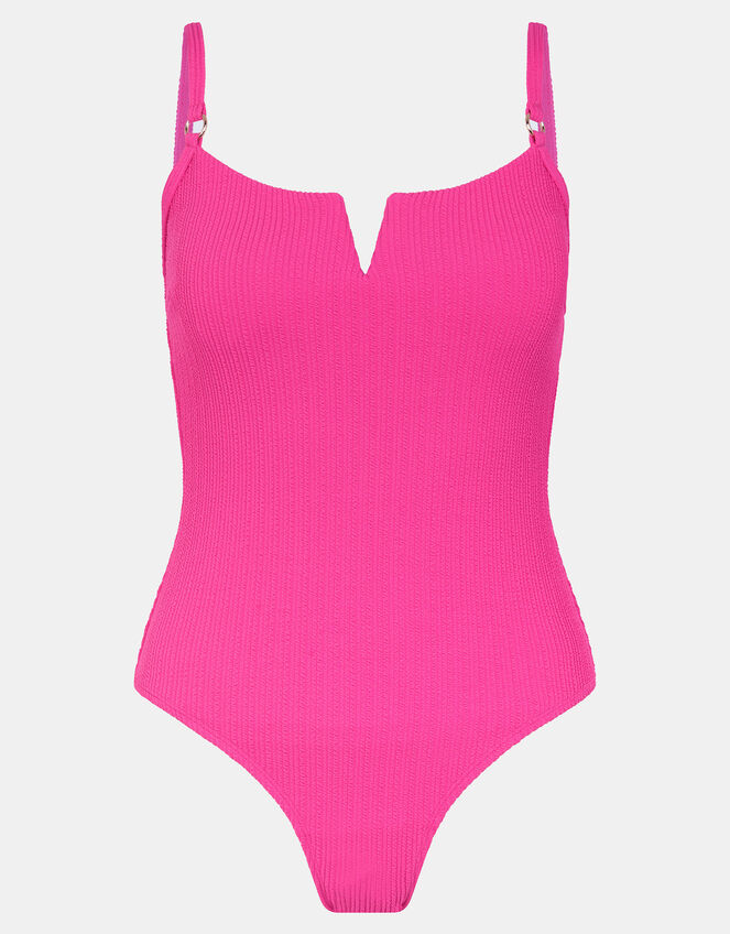 V-Front Textured Swimsuit, Pink (PINK), large
