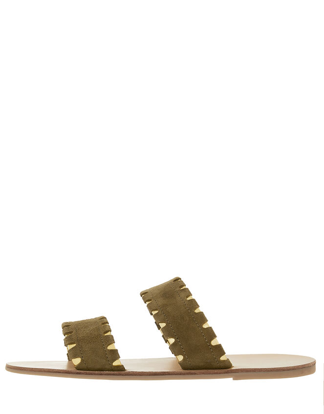 Seattle Suede Double Strap Sandals, Green (KHAKI), large