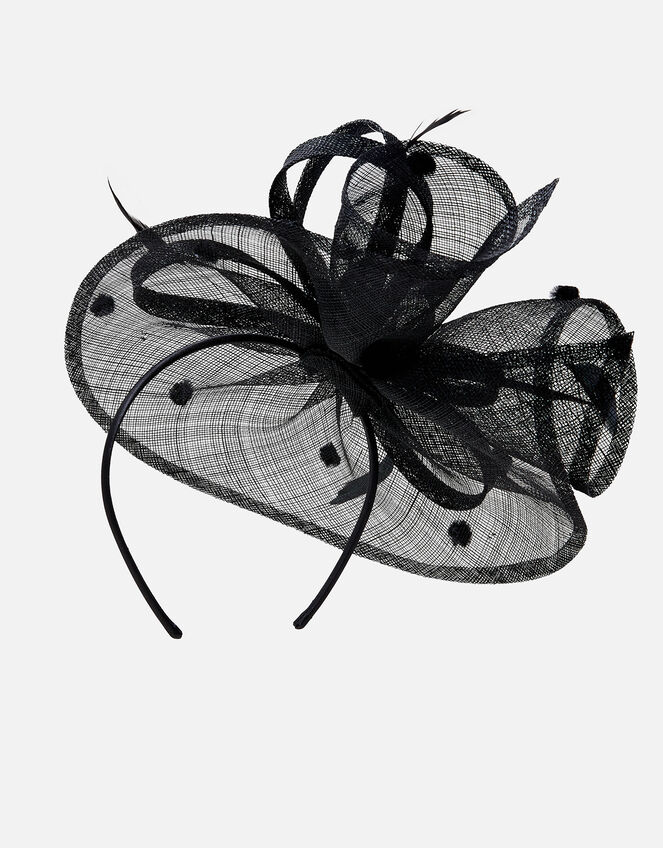 Polka Dot Sin Band Fascinator , Black (BLACK), large