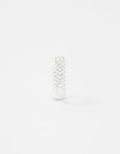 Sterling Silver Sparkle Hexagon Ring, Silver (ST SILVER), large