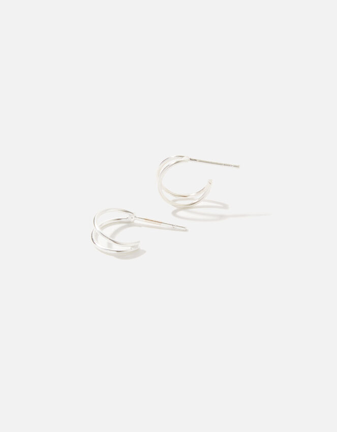 Sterling Silver Double Hoops, , large