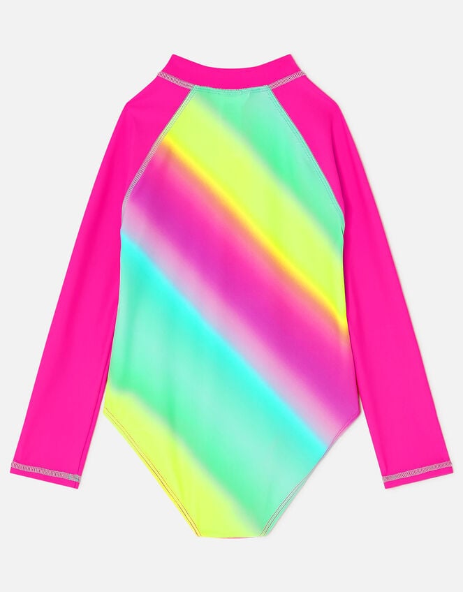 Girls Rainbow Long Sleeve Swimsuit, Multi (BRIGHTS-MULTI), large