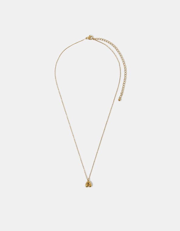 Stainless Steel Bubble Initial Pendant Necklace, Gold (GOLD), large