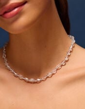 Sterling Silver-Plated Clear Quartz Necklace, , large