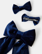 3-Pack Girls Velvet Bow Hair Clips, , large