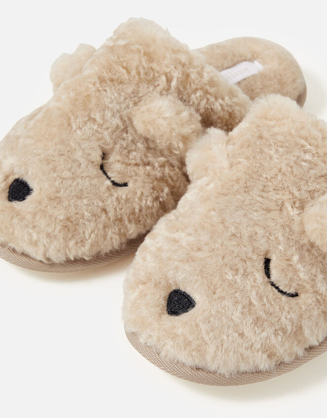 Teddy Bear Fluffy Slippers, Mink (MINK), large