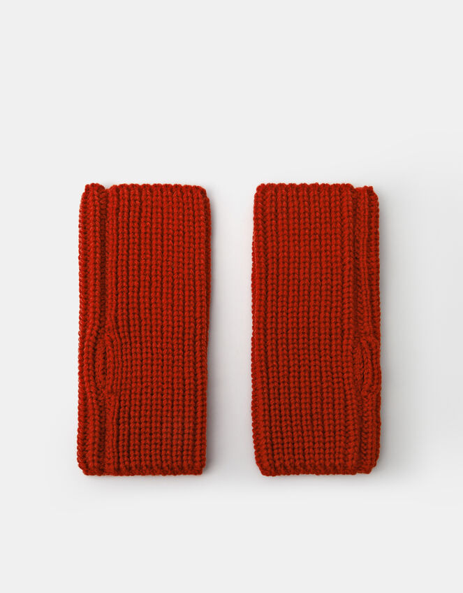 Chunky Knit Wrist Warmers, Orange (ORANGE), large