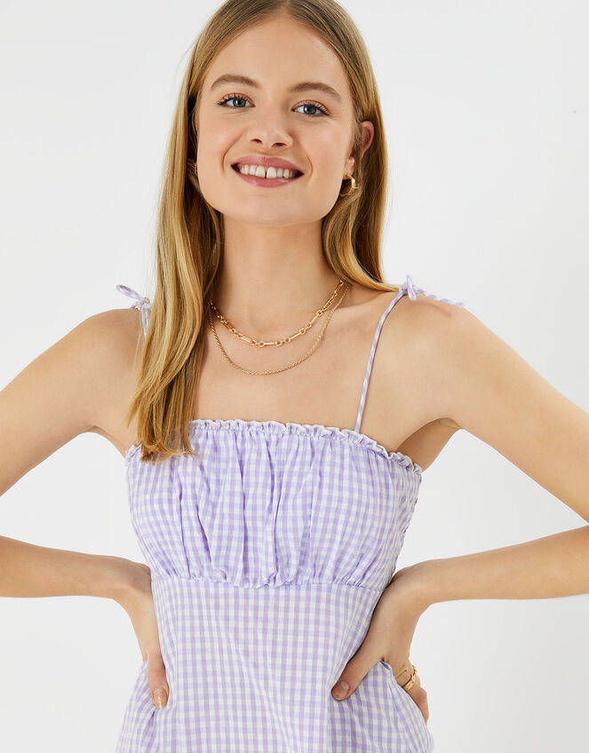 Gingham Mini Dress, Purple (LILAC), large