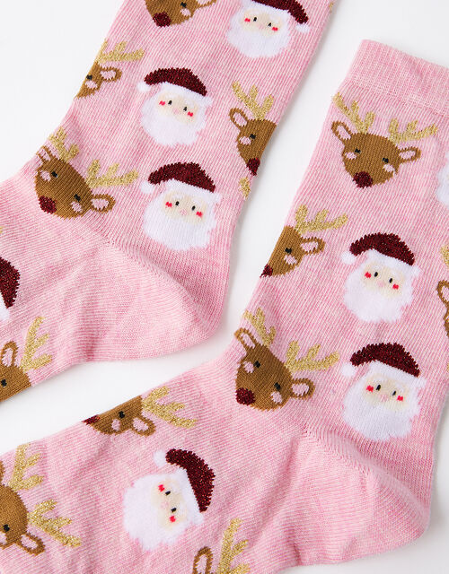 Santa and Rudolph Christmas Socks, , large