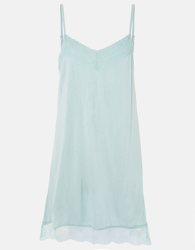 Lace Trim Slip Dress, Green (LIGHT GREEN), large