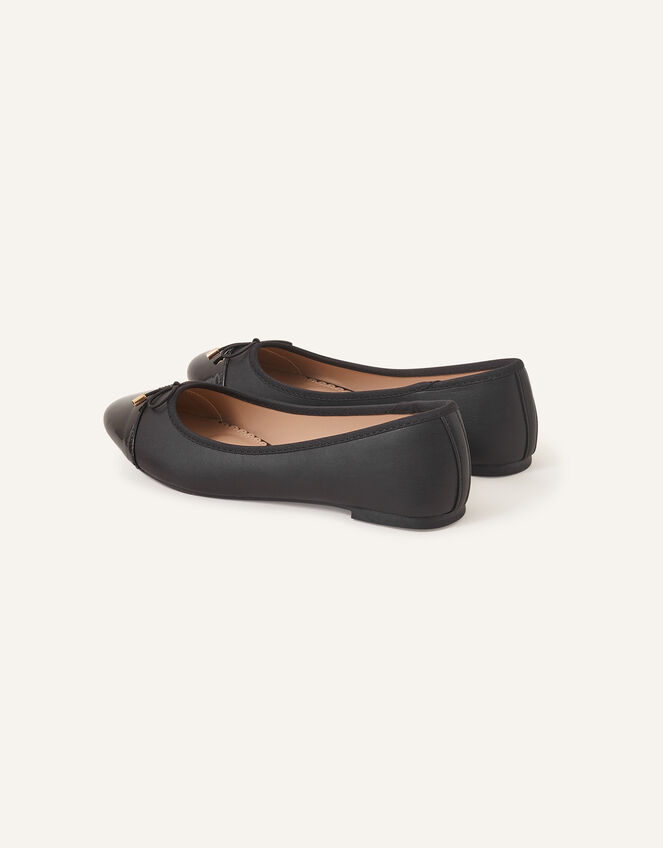 Bow Detail Ballerina Flats, Black (BLACK), large