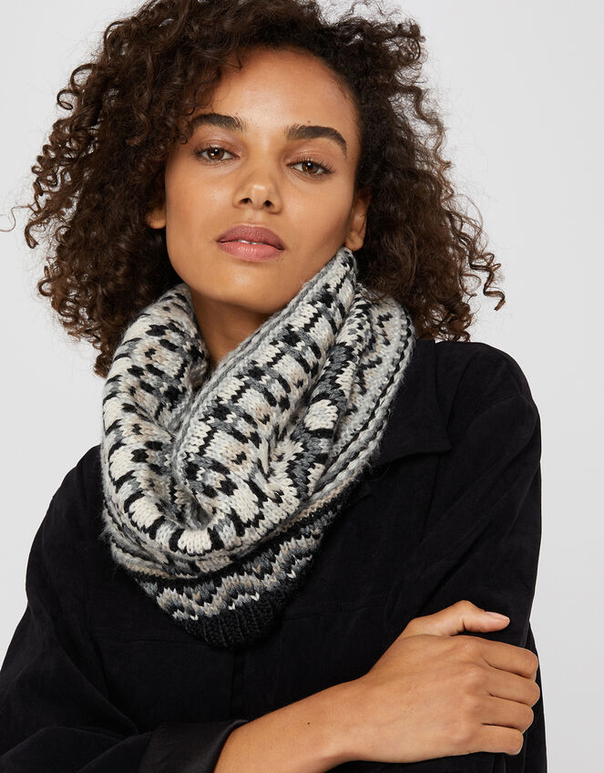Mono Fairisle Snood, , large