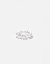 Sterling Silver Twist Ring Set, Silver (ST SILVER), large