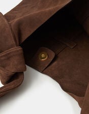 Slouchy Knot Leather Shoulder Bag, Brown (CHOCOLATE), large