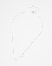Beaded Chain Necklace, Silver (SILVER), large