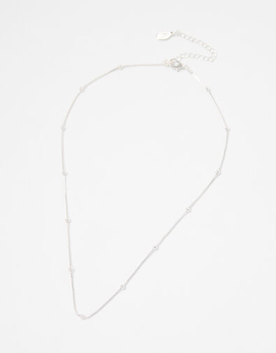 Beaded Chain Necklace Silver, Silver (SILVER), large
