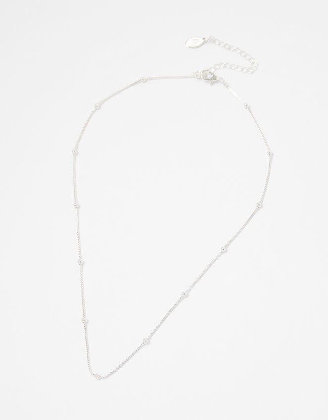 Beaded Chain Necklace, Silver (SILVER), large