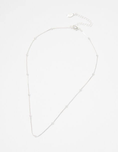 Beaded Chain Necklace Silver, Silver (SILVER), large