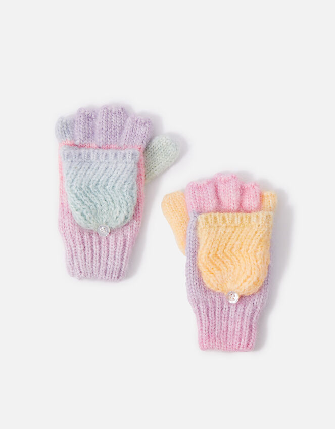 Girls Rainbow Space Dye Mitten Gloves, Multi (PASTEL-MULTI), large