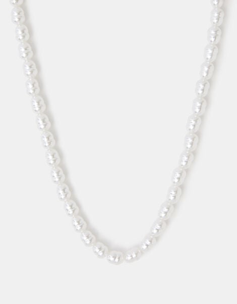 Stainless Steel Faux Pearl Necklace, , large