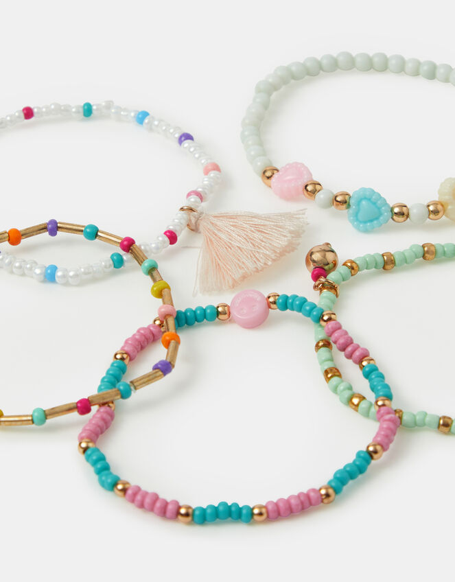 5-Pack Girls Beaded Stretch Bracelets, , large