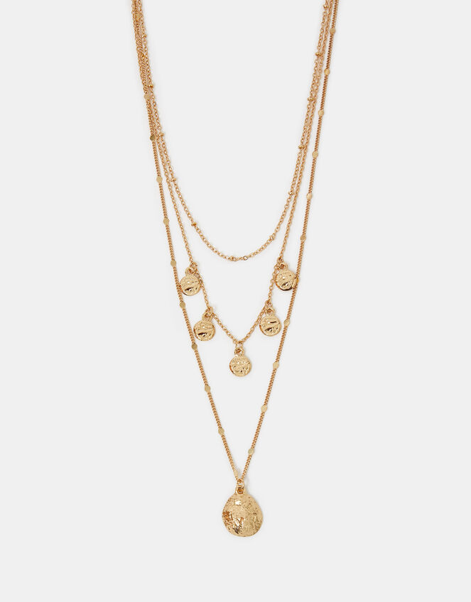 Triple Layered Disc Necklace, , large