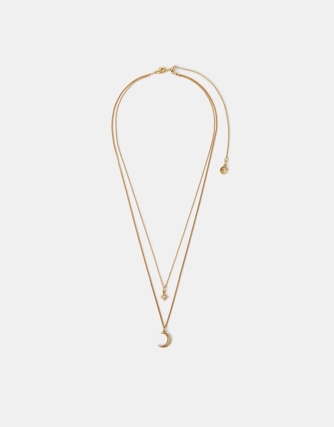 14ct Gold-Plated Celestial Pendant Layered Necklace, , large