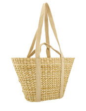 Shell and Diamante Straw Beach Bag, , large