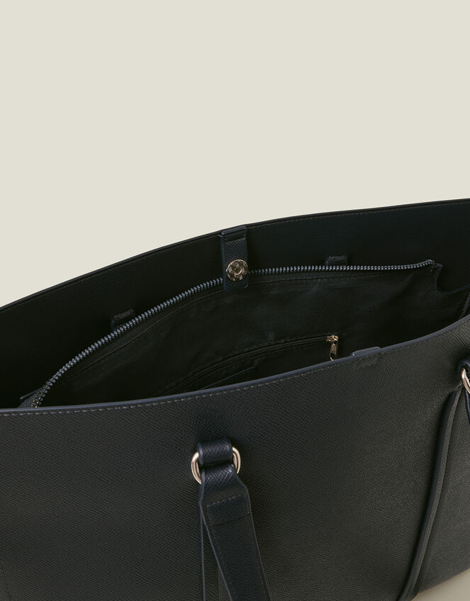 Faux Leather Tote Bag, Blue (NAVY), large