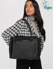 Morgan Vegan Work Tote Bag, Black (BLACK), large