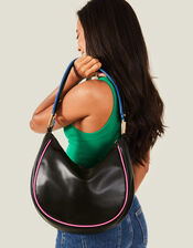 Piped Shoulder Bag, Black (BLACK), large