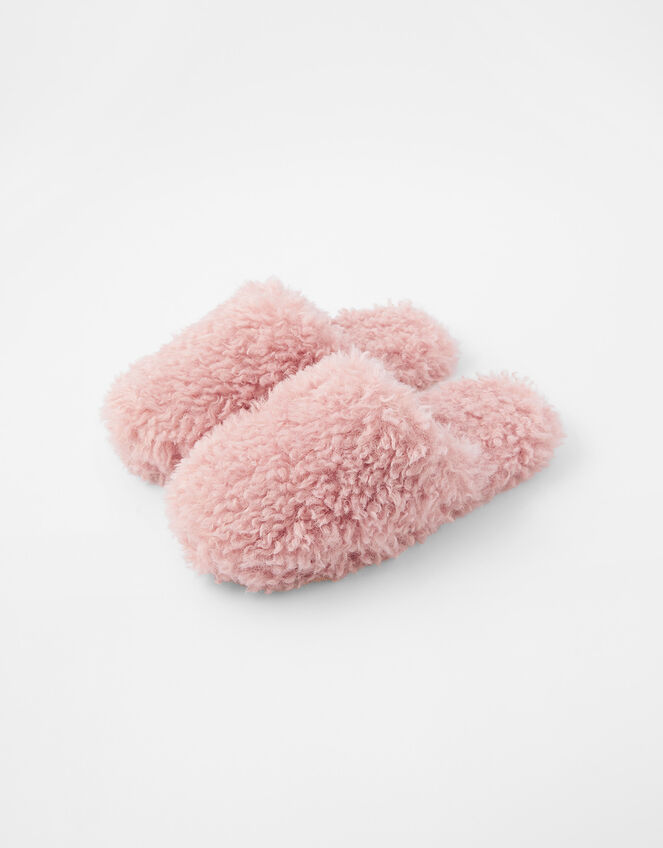 Fluffy Teddy Mule Slippers, Pink (PINK), large