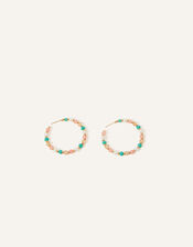 Small Beaded Hoop Earrings, , large