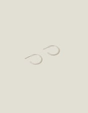 Sterling Silver-Plated Medium Sparkle Hoops, , large