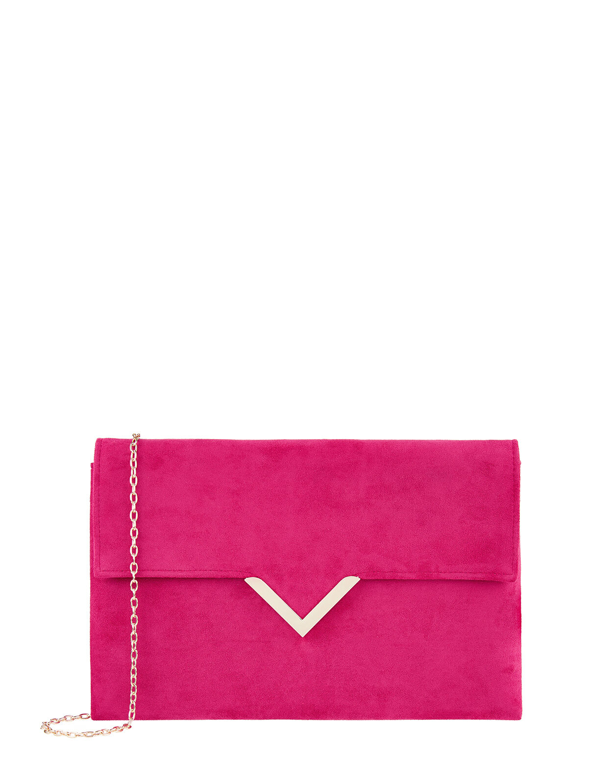 Pink suedette clutch bag