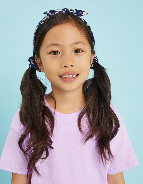 Girls Unicorn Print Bow Headband, , large
