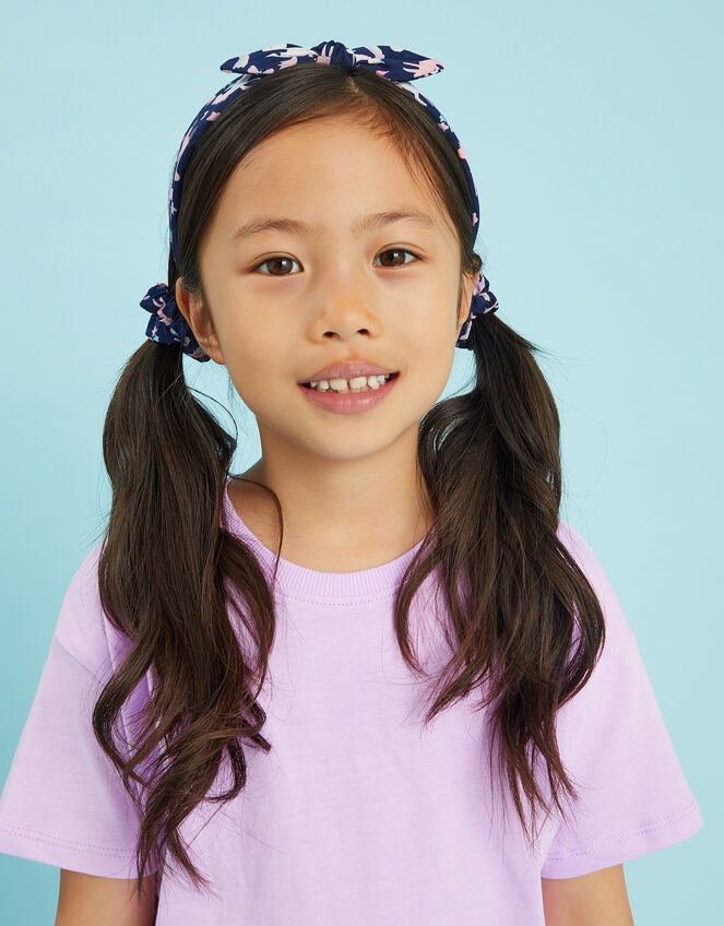 Girls Unicorn Print Bow Headband, , large