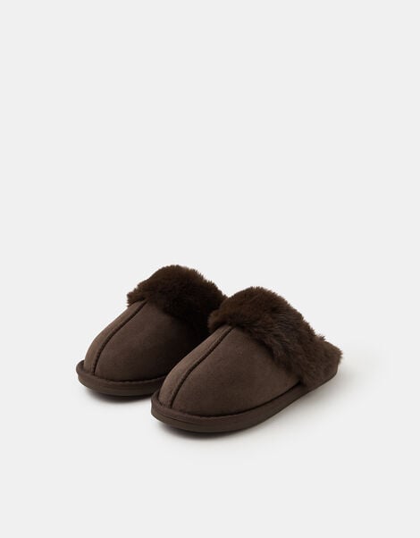Faux Suede Mule Slippers, Brown (CHOCOLATE), large