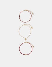 3-Pack Shell Beaded Anklets, , large